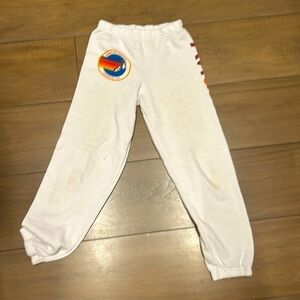 Aviator sweatpants is kids size 8